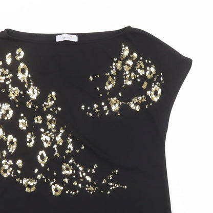 Per Una Womens Black Polyester Basic T-Shirt Size 8 V-Neck