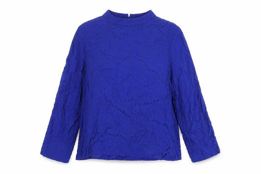 Marks and Spencer Womens Blue Geometric Viscose Basic Blouse Size 20 Round Neck