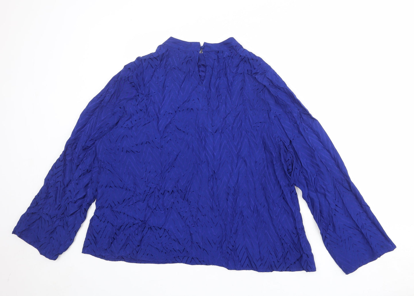 Marks and Spencer Womens Blue Geometric Viscose Basic Blouse Size 20 Round Neck