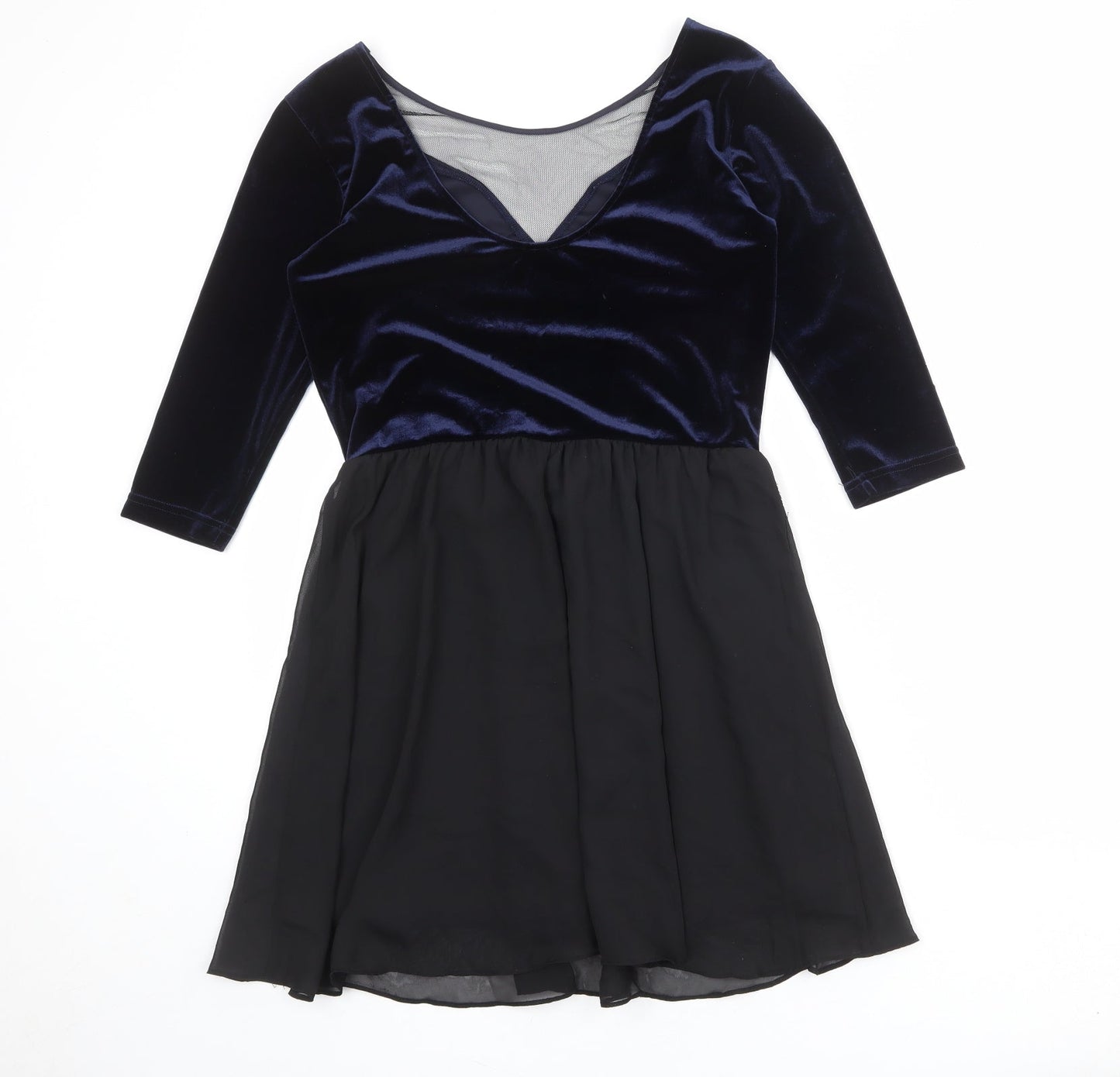 Divided by H&M Womens Black Colourblock Polyester Fit & Flare Size 14 Round Neck Pullover