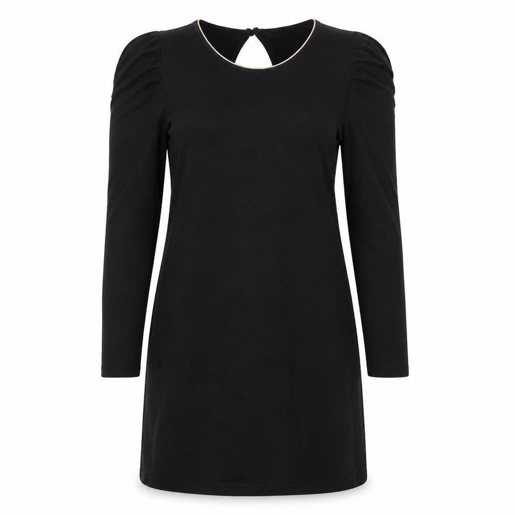 Dorothy Perkins Womens Black Viscose A-Line Size 16 Round Neck Button