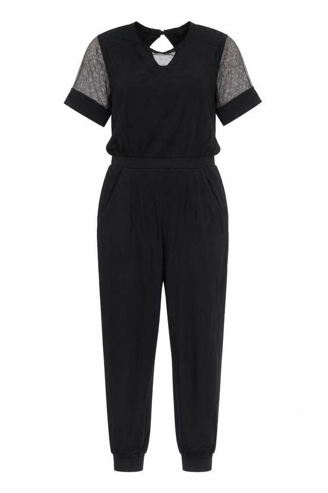 Topshop Womens Black Polyester Jumpsuit One-Piece Size 10 Button