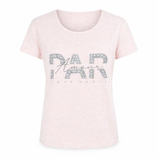 Kafkame Womens Pink 100% Cotton Basic T-Shirt Size M Round Neck - Paris