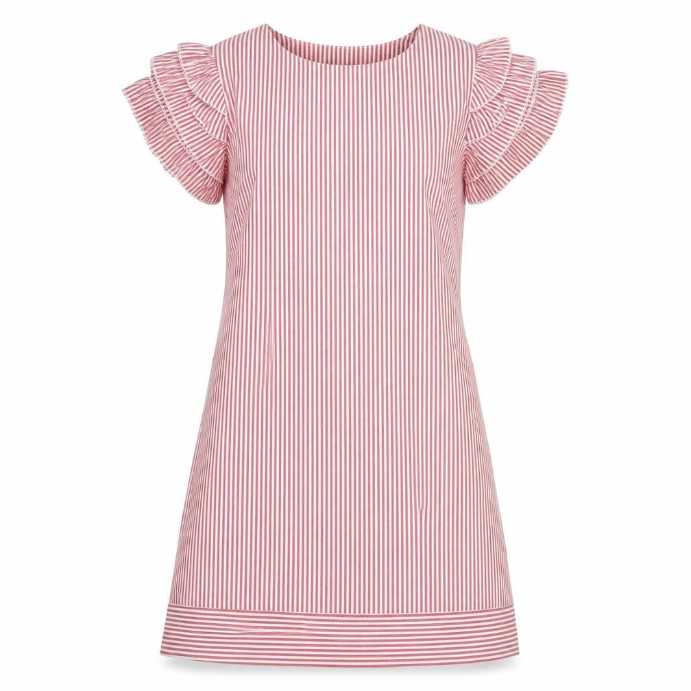 Misstorious Womens Red Striped Polyester A-Line Size M Round Neck Zip - Size M-L