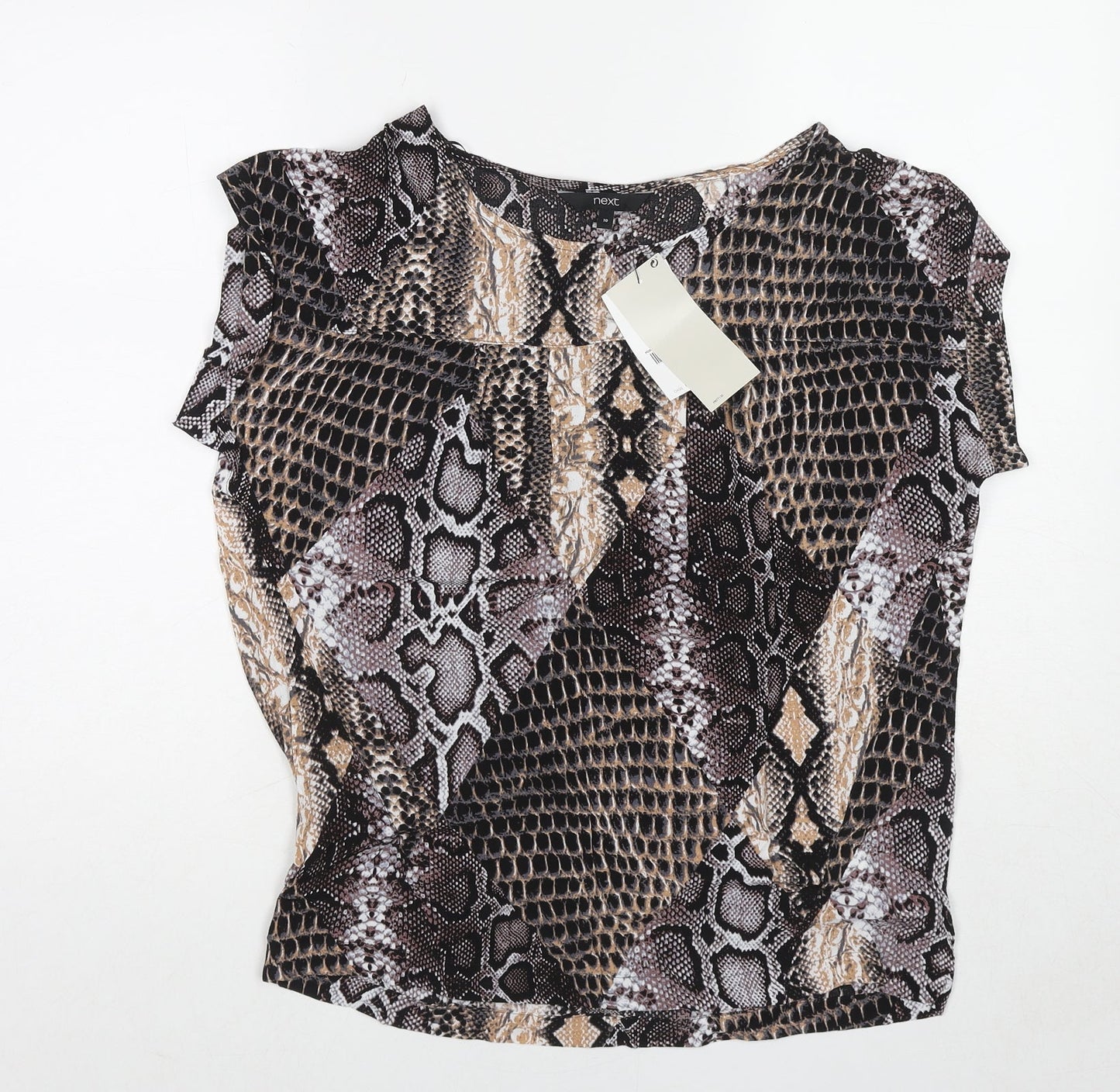 NEXT Womens Multicoloured Animal Print Viscose Basic Blouse Size 10 Boat Neck - Snake Print