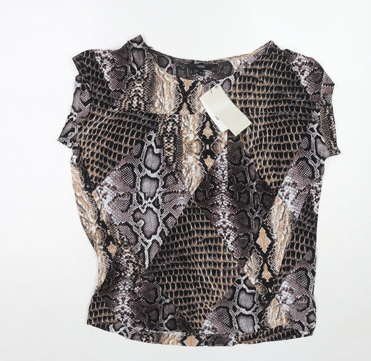NEXT Womens Multicoloured Animal Print Viscose Basic Blouse Size 10 Boat Neck - Snake Print