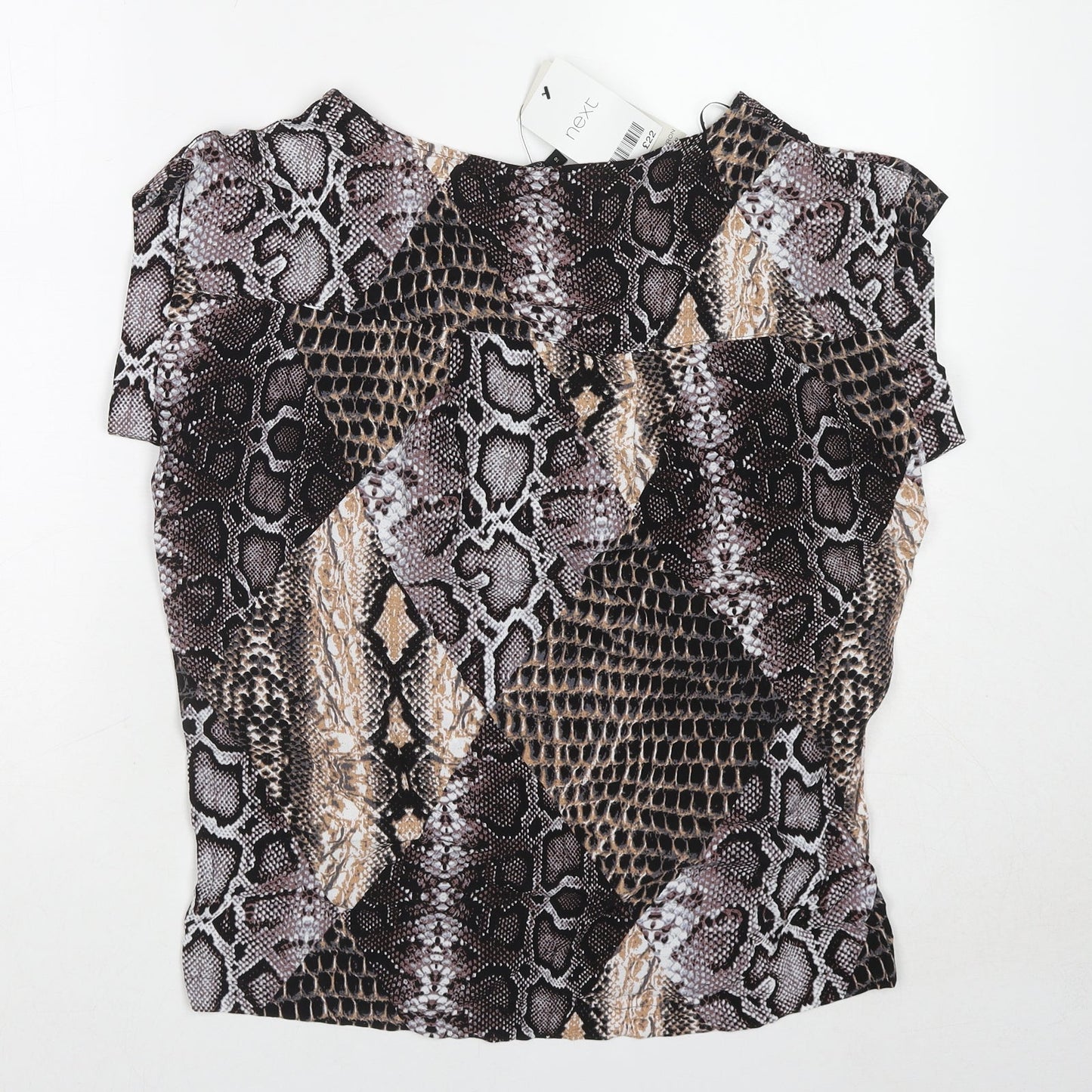NEXT Womens Multicoloured Animal Print Viscose Basic Blouse Size 10 Boat Neck - Snake Print
