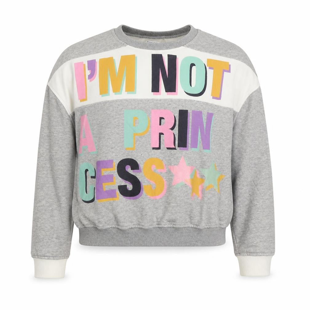 NEXT Girls Grey Cotton Pullover Sweatshirt Size 11 Years Pullover - I'm Not A Princess