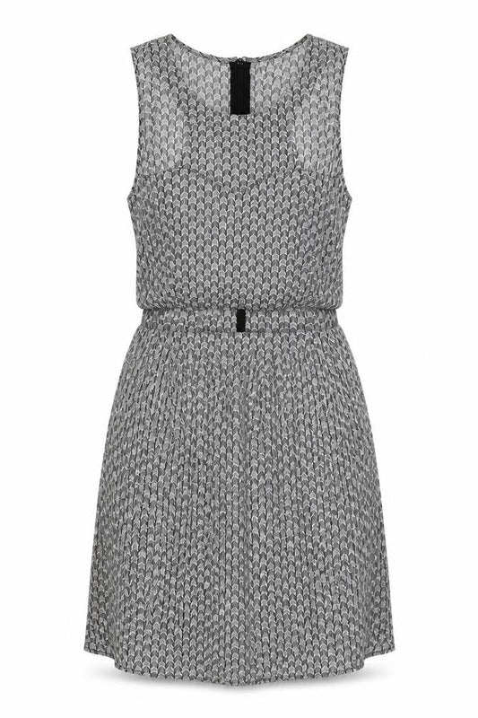 Divided by H&M Womens Black Geometric Viscose Tank Dress Size 10 Round Neck Zip