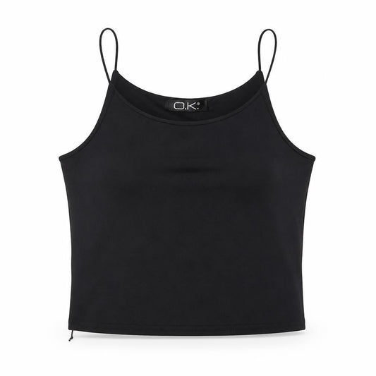 O.K. Womens Black Polyester Camisole Tank Size M Scoop Neck - Size M-L