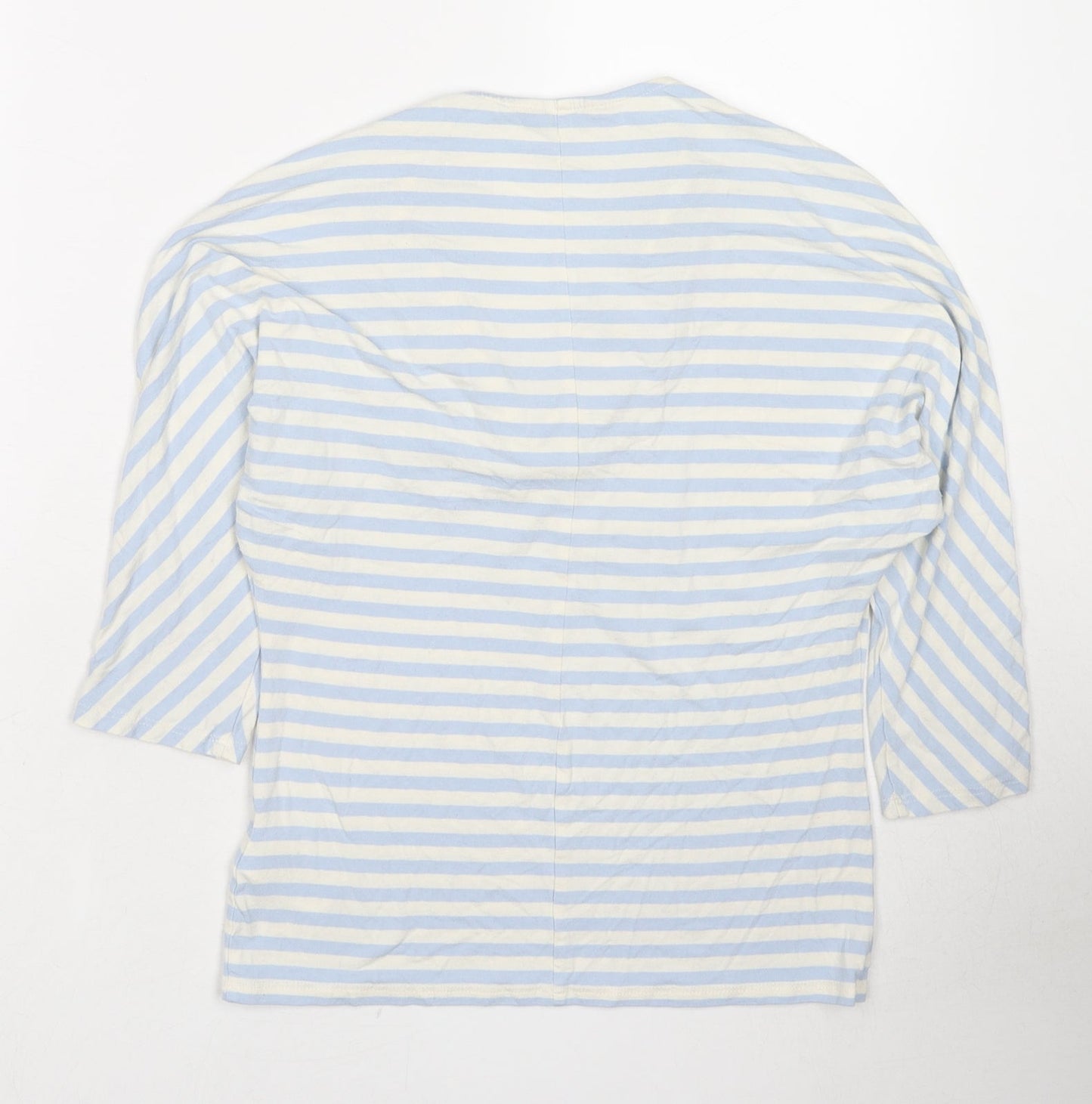 Phase Eight Womens Blue Striped Viscose Basic T-Shirt Size 12 Cowl Neck