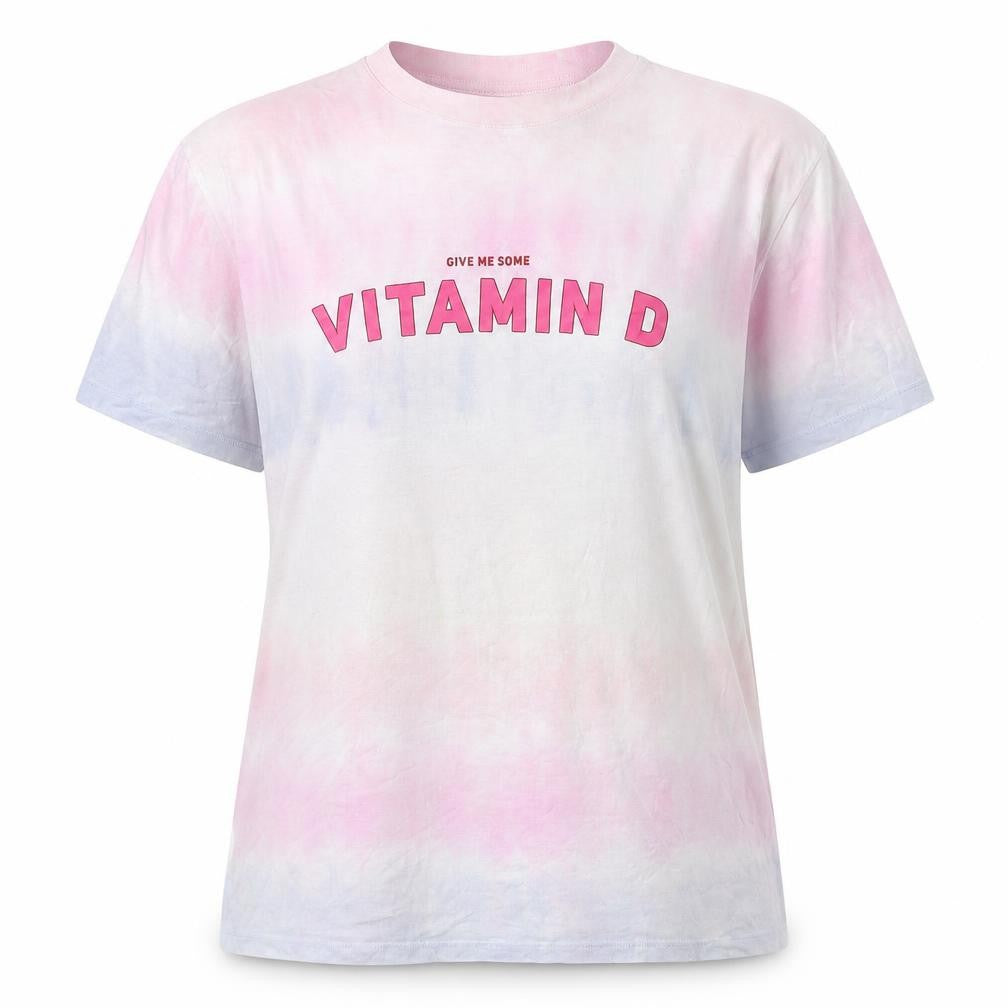 Selected Womens Multicoloured Viscose Basic T-Shirt Size M Crew Neck - Tie-Dye
