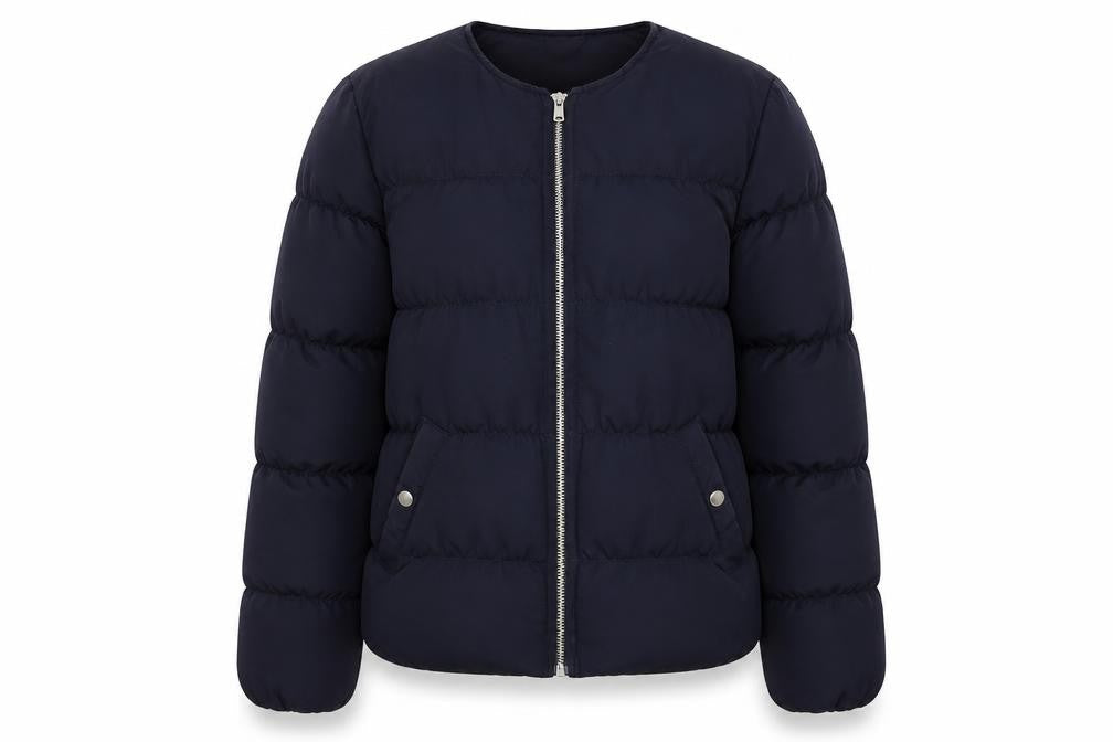 H&M Womens Blue Quilted Jacket Size 8 Zip