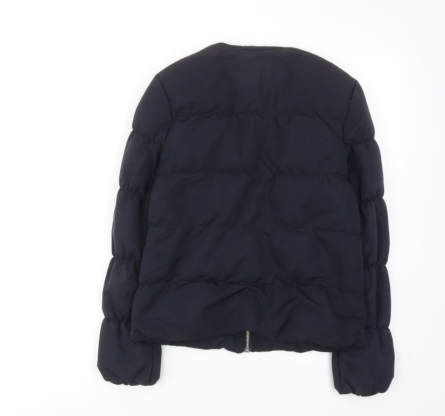 H&M Womens Blue Quilted Jacket Size 8 Zip
