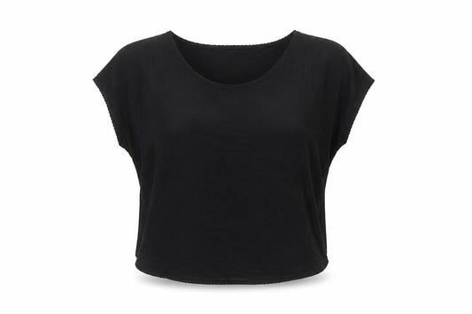 Promod Womens Black Viscose Basic T-Shirt Size M Scoop Neck