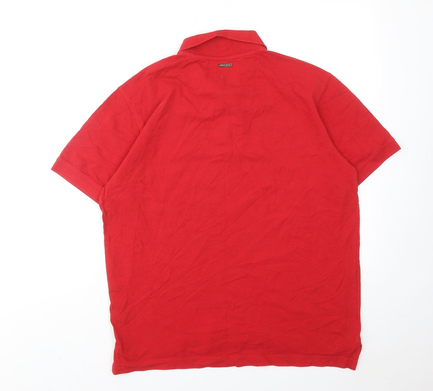 Under Blue Mens Red Cotton Polo Size L Collared Button