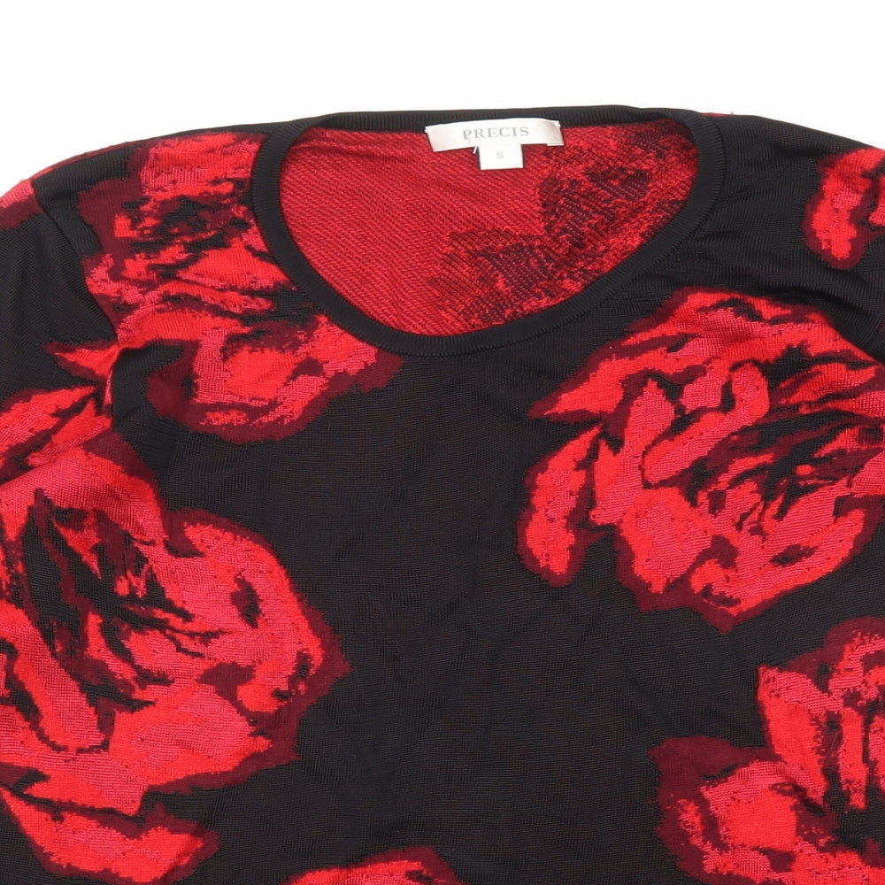 Precis Womens Black Round Neck Floral Viscose Pullover Jumper Size S