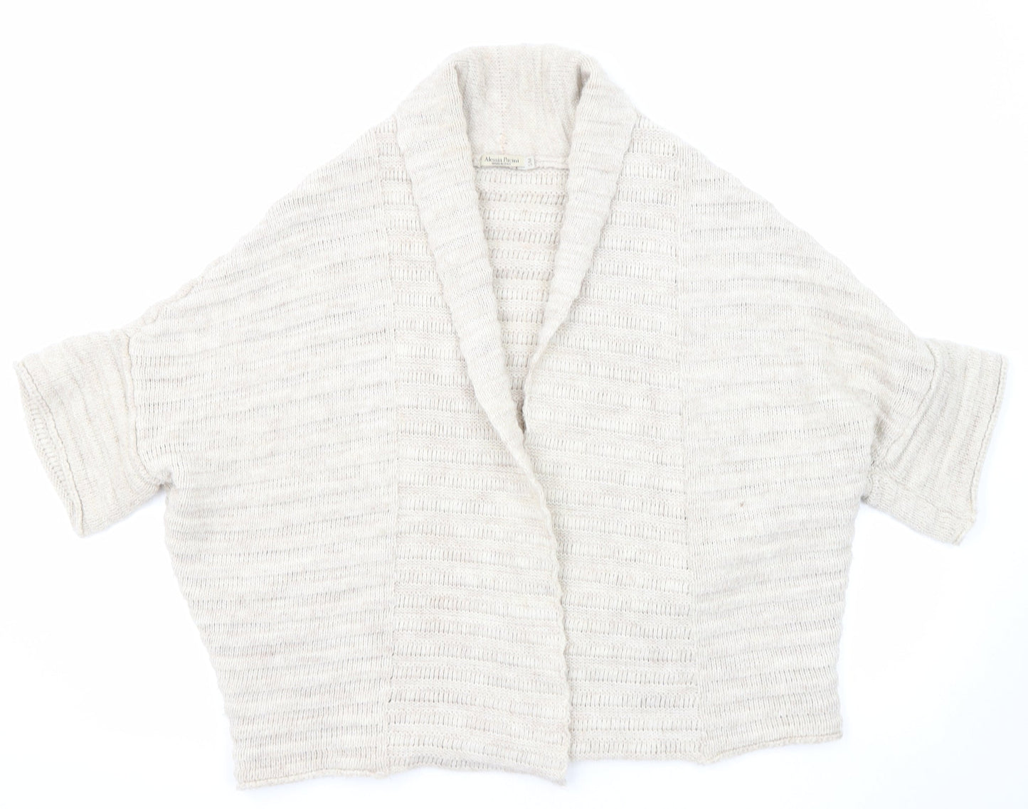 Alessia Pacini Womens Beige V-Neck Acrylic Cardigan Jumper Size S - Size S-M