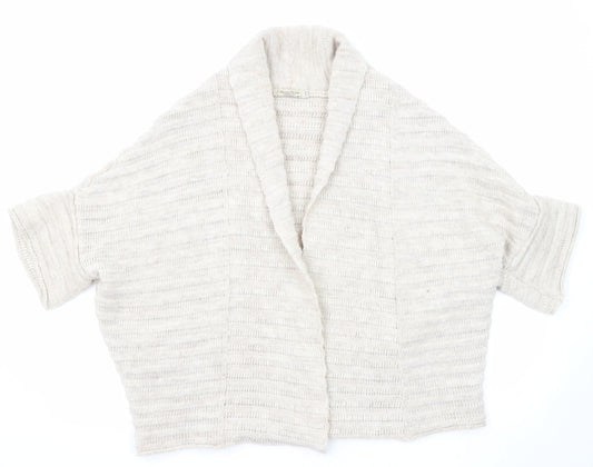 Alessia Pacini Womens Beige V-Neck Acrylic Cardigan Jumper Size S - Size S-M