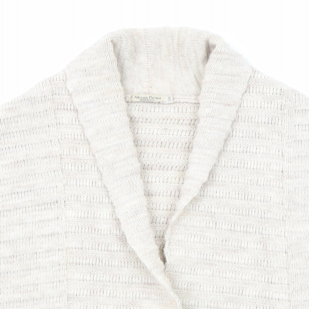 Alessia Pacini Womens Beige V-Neck Acrylic Cardigan Jumper Size S - Size S-M