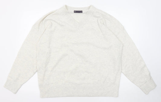 Marks and Spencer Womens Grey V-Neck Polyester Pullover Jumper Size L
