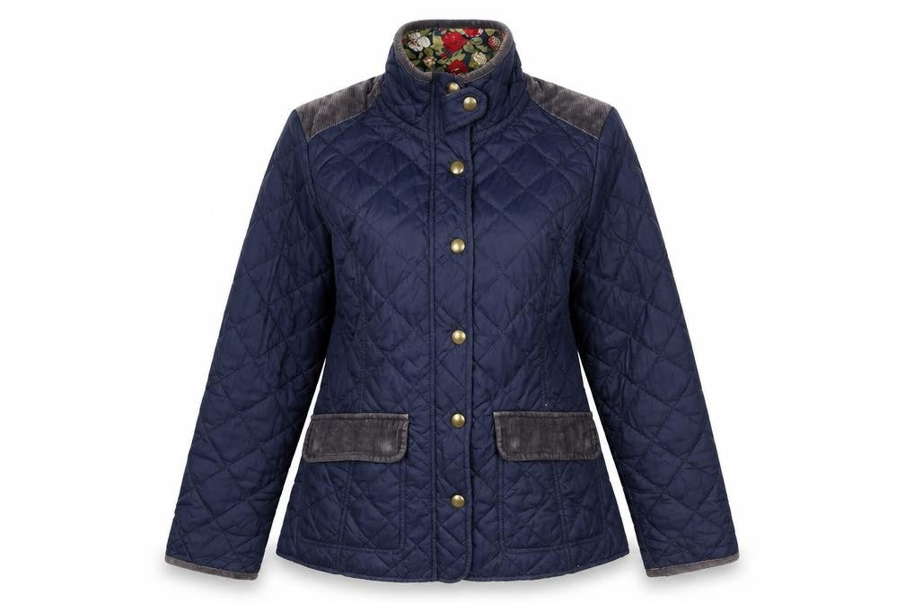 Avenue Womens Blue Quilted Jacket Size M Zip
