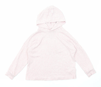 Marks & Spencer Girls Pink Viscose Pullover Hoodie Size 7-8 Years Pullover
