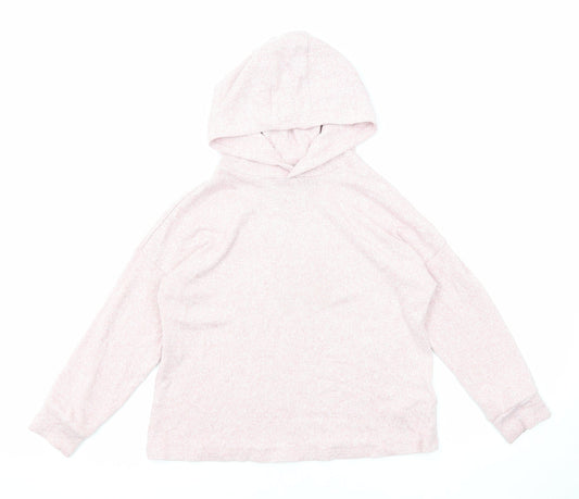 Marks and Spencer Girls Pink Viscose Pullover Hoodie Size 7-8 Years Pullover
