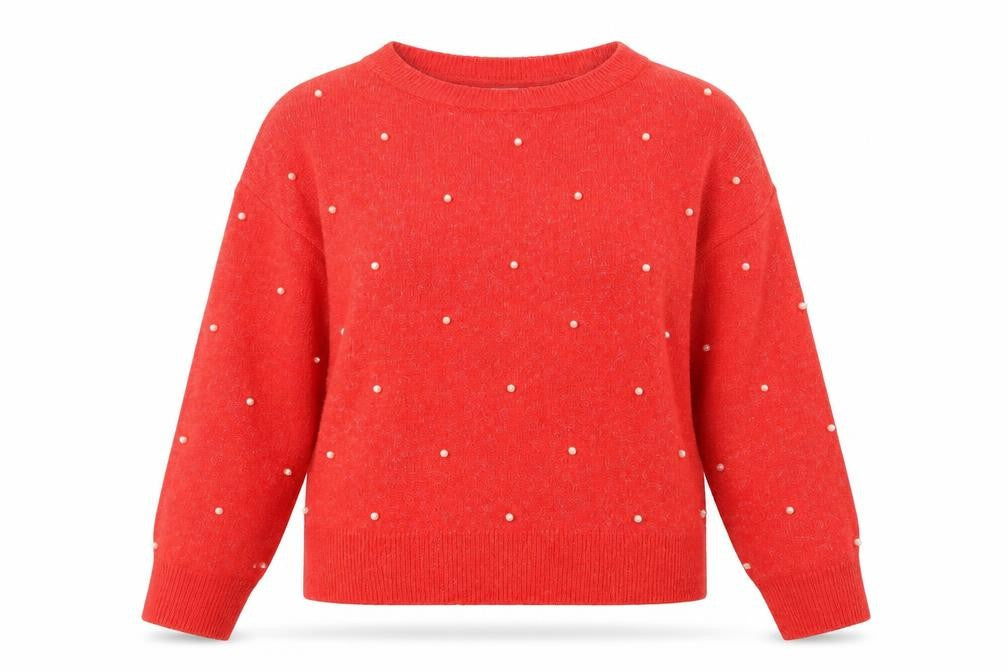 H&M Womens Red Boat Neck Acrylic Pullover Jumper Size S