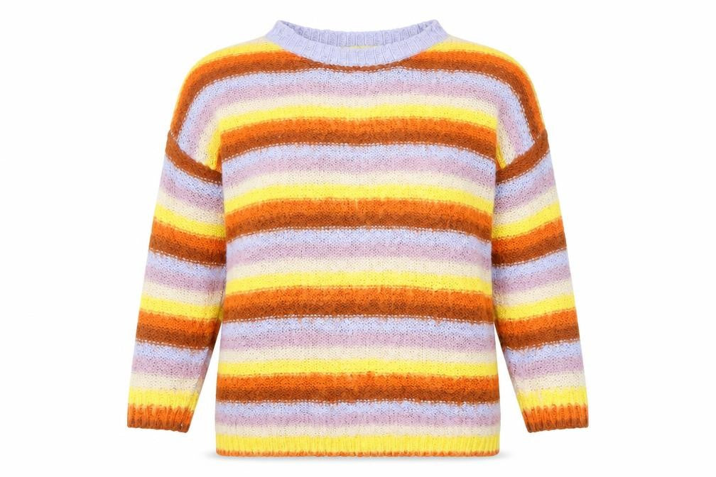 Topshop Womens Multicoloured Boat Neck Striped Acrylic Pullover Jumper Size S