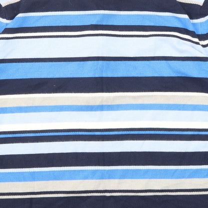Rabe Womens Blue Collared Striped Modal Pullover Jumper Size 10