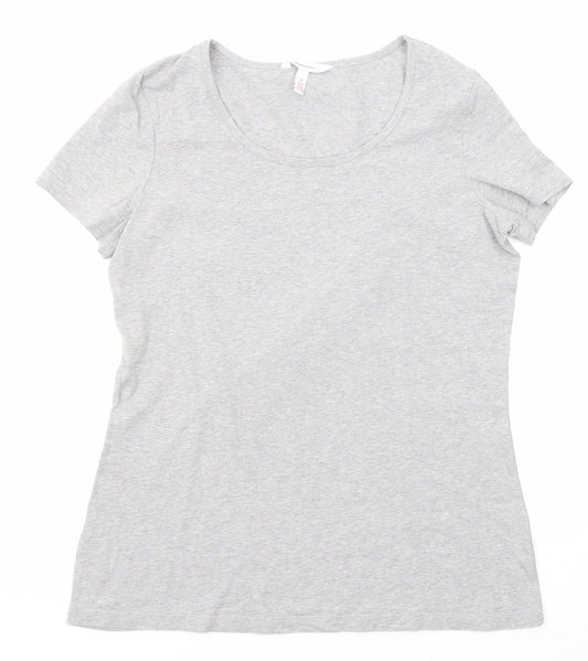 LTS Basics Womens Grey Cotton Basic T-Shirt Size M Scoop Neck