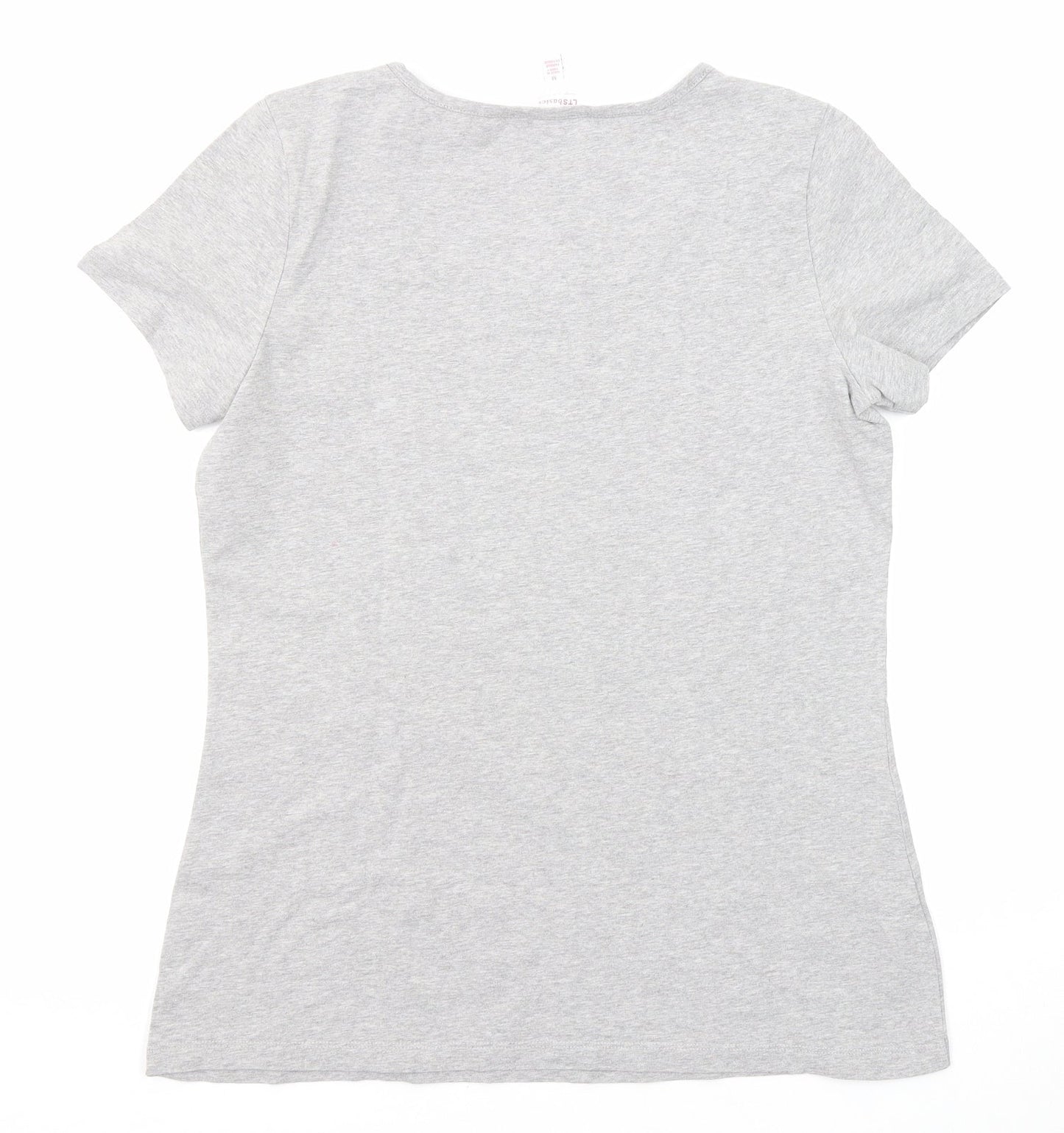 LTS Basics Womens Grey Cotton Basic T-Shirt Size M Scoop Neck