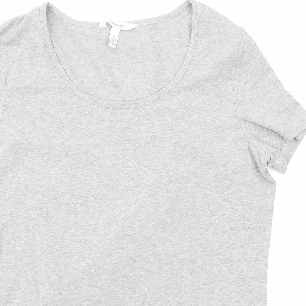 LTS Basics Womens Grey Cotton Basic T-Shirt Size M Scoop Neck