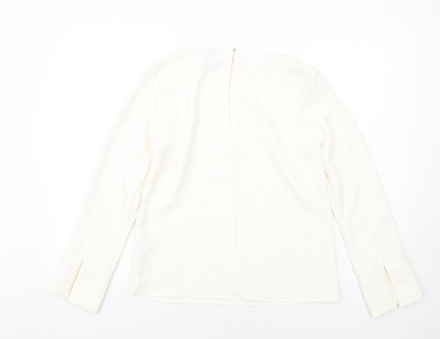 H&M Womens Ivory Polyester Basic Blouse Size 8 Round Neck