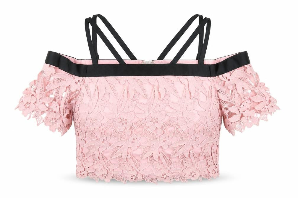 Topshop Womens Pink Polyester Cropped Blouse Size 10 Square Neck