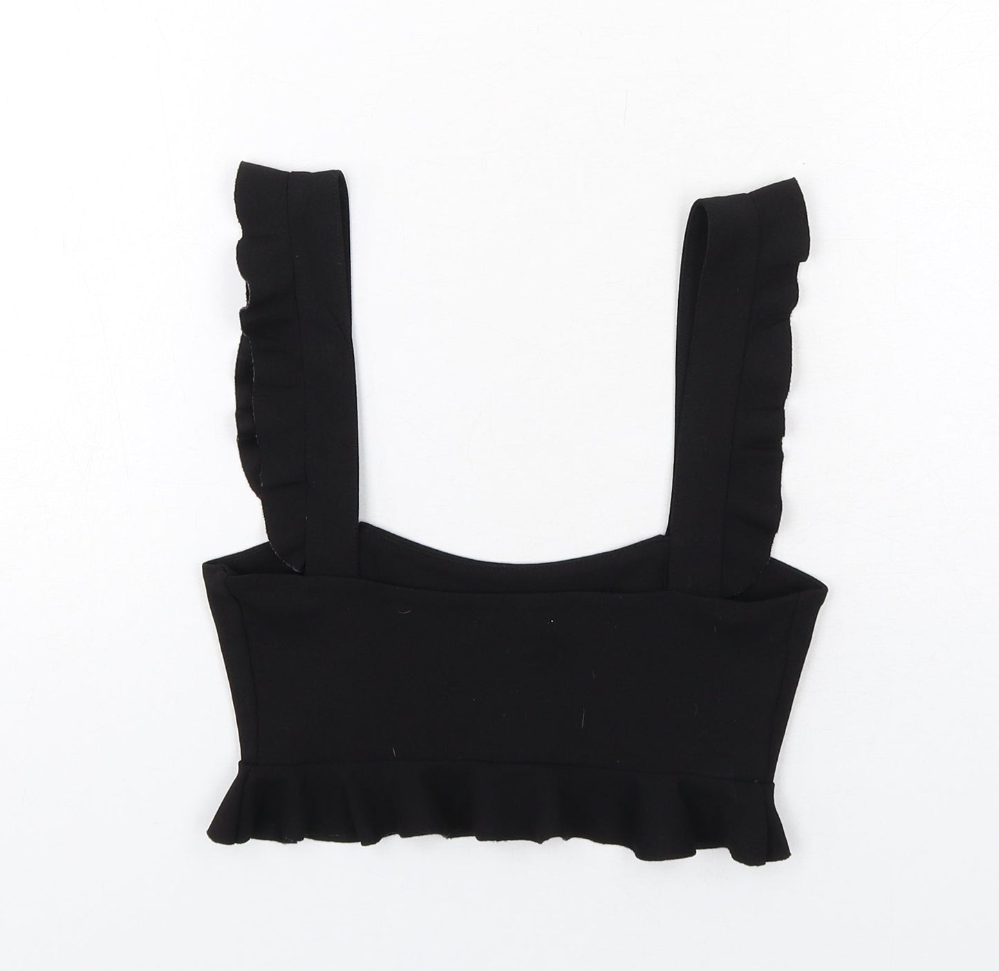 Zara Womens Black Polyester Cropped Tank Size S Square Neck