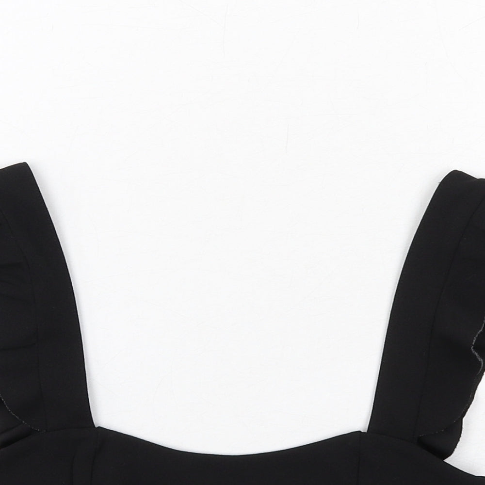 Zara Womens Black Polyester Cropped Tank Size S Square Neck