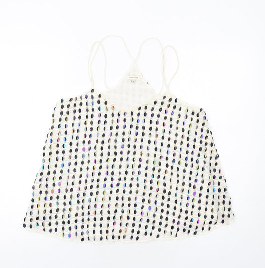 River Island Womens Ivory Polyester Camisole Tank Size 8 V-Neck - Embellished