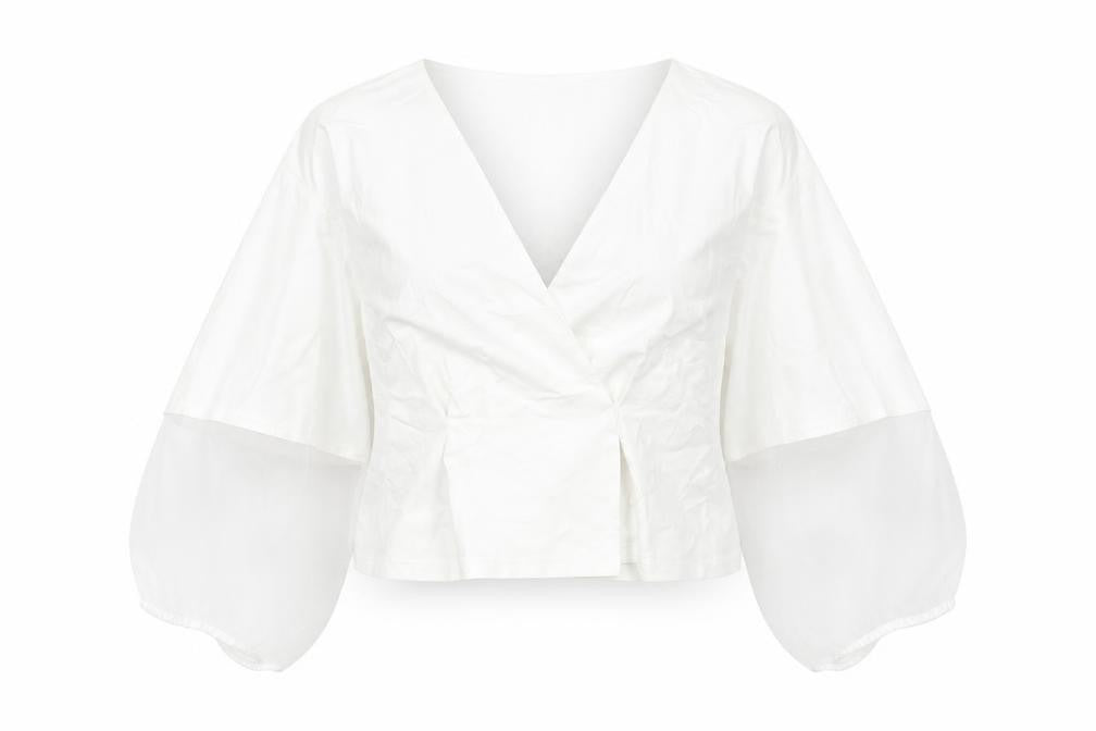Zara Womens White Viscose Cropped Blouse Size S V-Neck