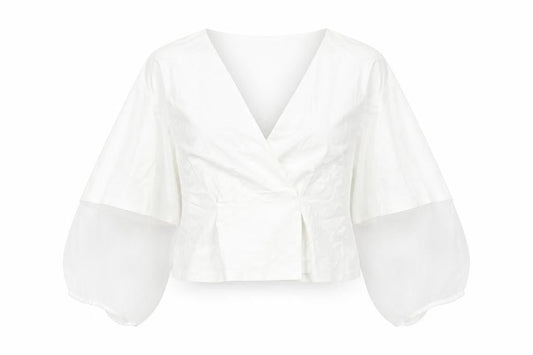 Zara Womens White Viscose Cropped Blouse Size S V-Neck