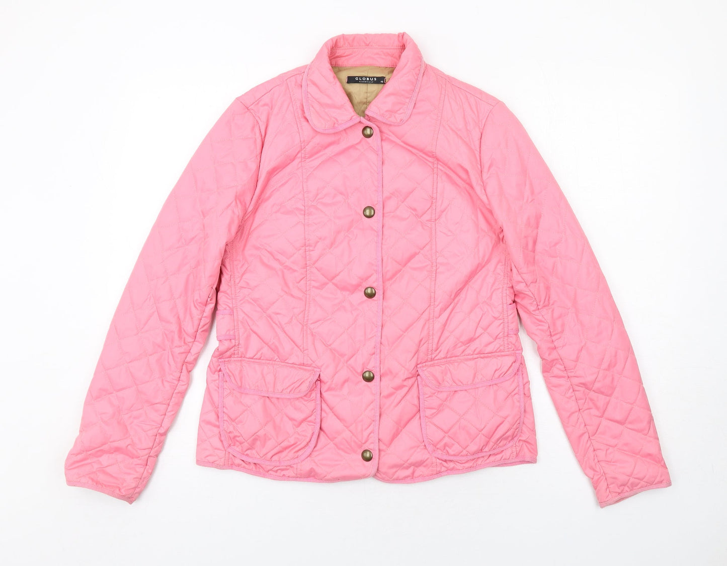 Globus Womens Pink Quilted Jacket Size 12 Snap