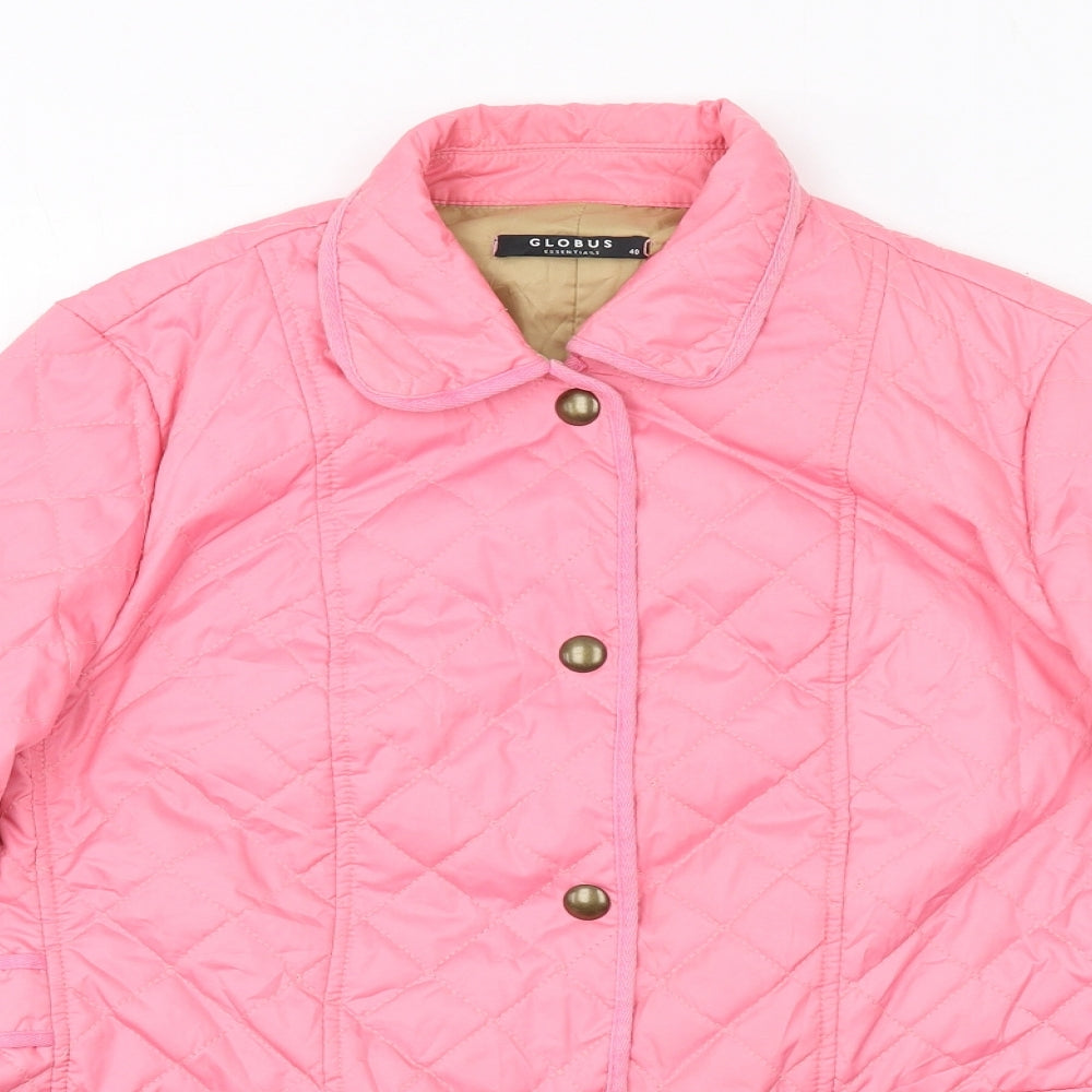 Globus Womens Pink Quilted Jacket Size 12 Snap