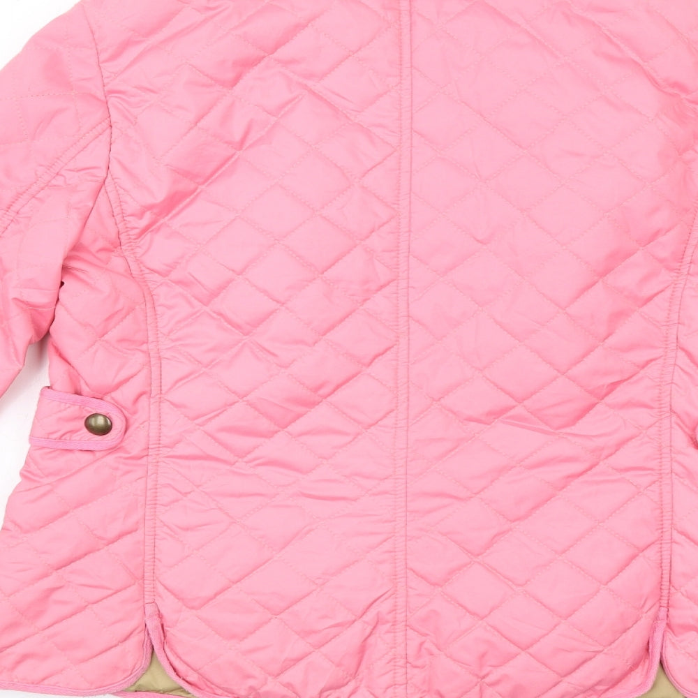 Globus Womens Pink Quilted Jacket Size 12 Snap
