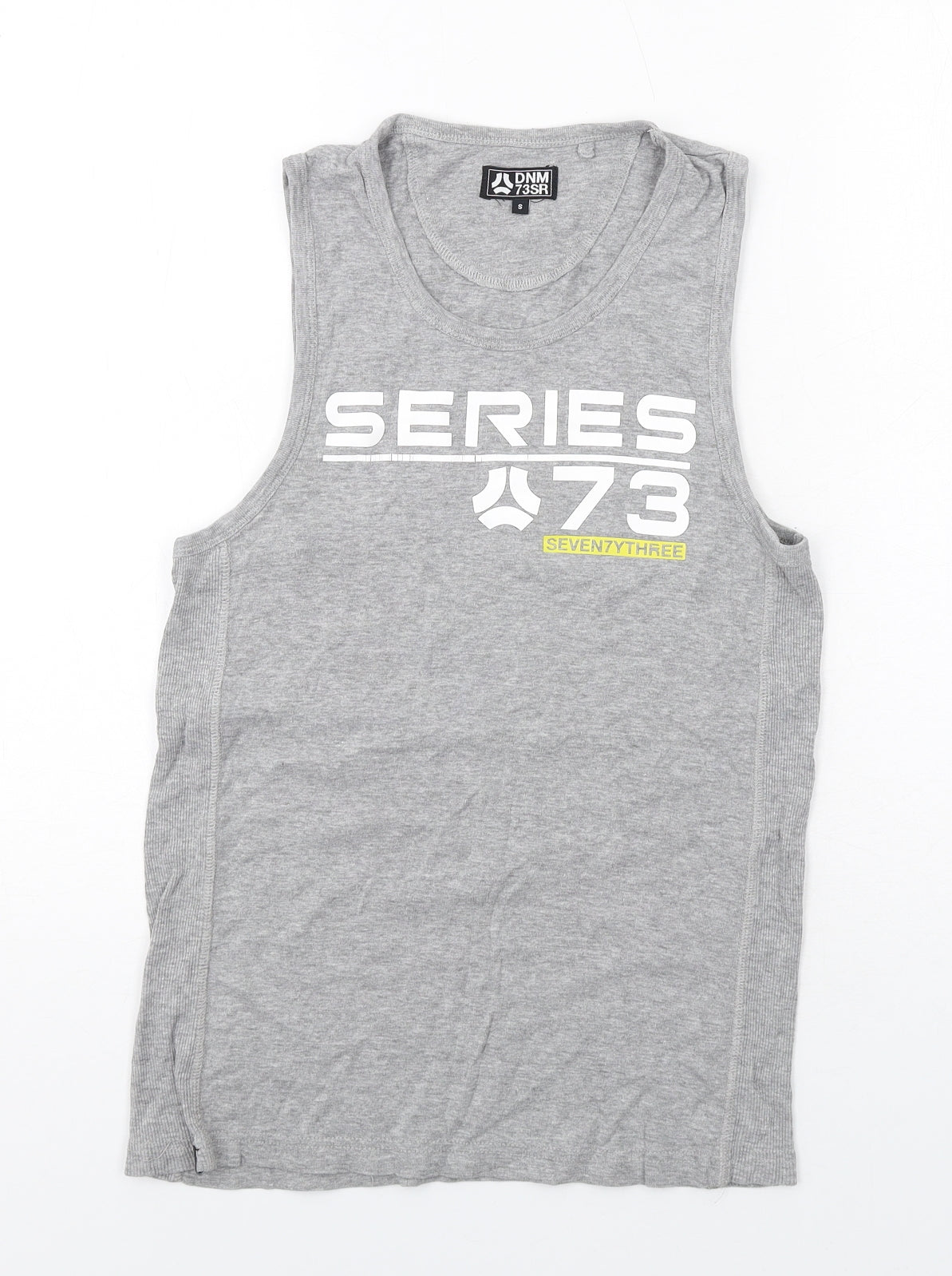 SEVENTYTHREE Mens Grey Cotton T-Shirt Size S Round Neck