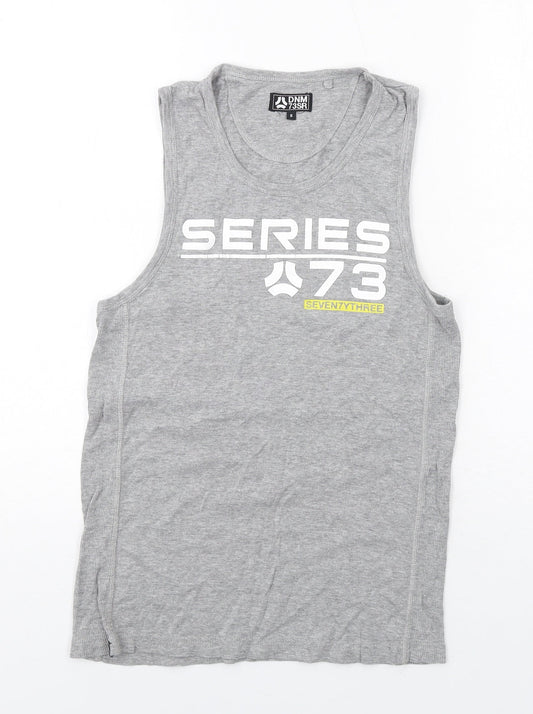 SEVENTYTHREE Mens Grey Cotton T-Shirt Size S Round Neck