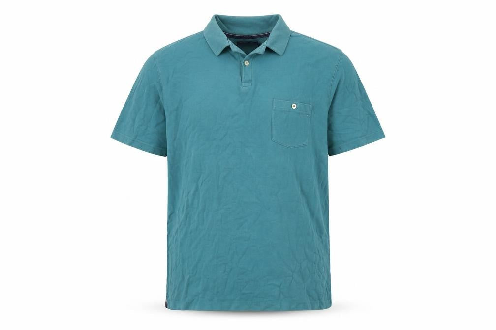 Maine New England Mens Blue Cotton Polo Size L Collared Button