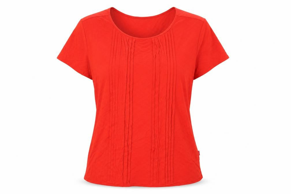 Vacknox Womens Red Viscose Basic T-Shirt Size M Boat Neck