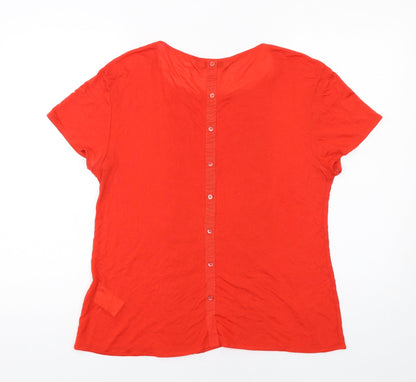 Back view of Vacknox women’s red viscose basic t-shirt, size M, boat neck