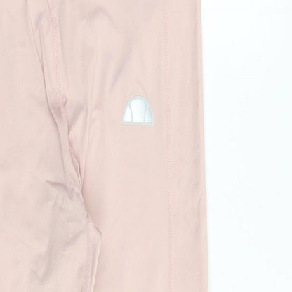 Close-up detail of Ellesse women’s pink polyester compression leggings, size UK 12, regular